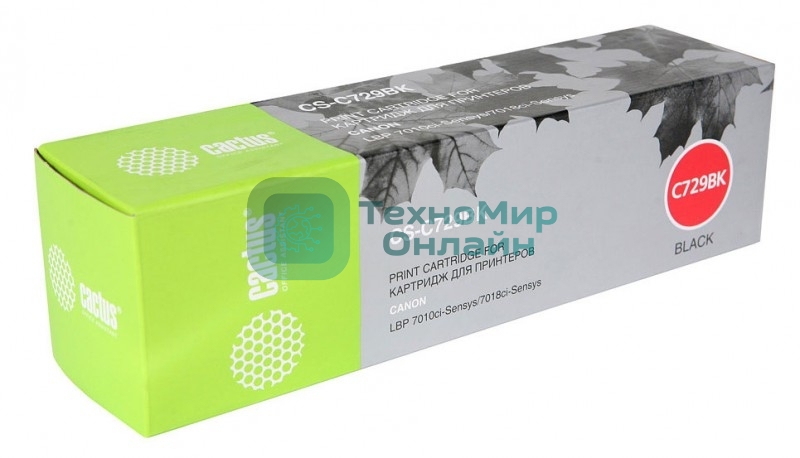Картридж лазерный Cactus CS-C729BK черный (1200 стр.) для Canon i-SENSYS LBP7010C/LBP7018C