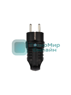 Вилка Rexant угловая влагозащищенная с кольцом, с/з, 16 А, IP44 каучук