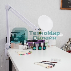 Лупа на струбцине Rexant, круглая, 5D, с подсветкой 56 SMD LED, белая