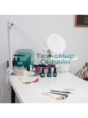 Лупа на струбцине Rexant, круглая, 5D, с подсветкой 56 SMD LED, белая