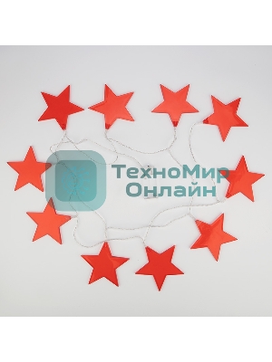 Гирлянда светодиодная Neon-night Звездопад красная 10 LED, 2,25 м, прозрачный ПВХ, теплый белый свет свечения, 2 х АА (батарейки не в комплекте)