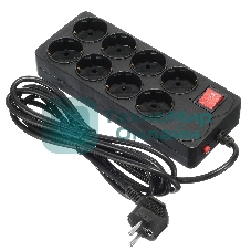 Сетевой фильтр Buro 800SH-3-B 3 м, 8 розеток, черный, коробка