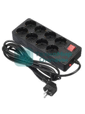 Сетевой фильтр Buro 800SH-3-B 3 м, 8 розеток, черный, коробка