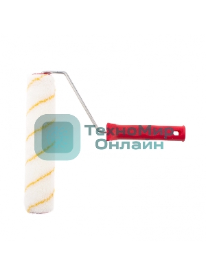 Валик в сборе Matrix полиакрил желтая полоса, 250 мм, ворс 12 мм, D 36 мм, D ручки 6 мм