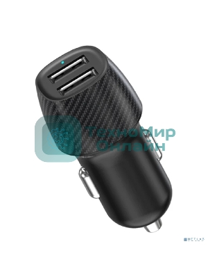 Автомобильное зарядное устройство c двумя портами Rexant (USB-А + USB-A) со световой индикацией, 12Вт, черное