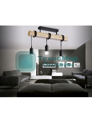 Светильник Ambrella light TR8182/3 BK/LW черный/светлое дерево E27*3 max 40W 500*50*420