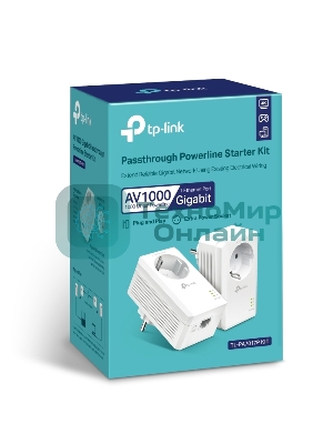 Сетевой адаптер TP-Link AV1000 Gigabit Passthrough Powerline Starter KitSPEED: 1000 Mbps PowerlineSPEC: Broadcom CPU, HomePlug AV2, 1+1 Gigabit PortFEATURE: Plug and Play, tpPLC Utility, Pair for More Security, Extra Power SocketKIT: 2× TL-PA7017P