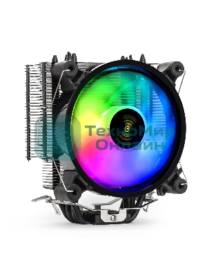 Кулер для процессора ExeGate Dark Magic EXX400V2-PWM.RGb серебристый, 120 мм, алюминий/медь, 2100 об/мин, 24 дБ, 4 pin, 140 Вт, 155 мм