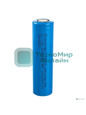 Аккумулятор PROconnect 18650 unprotected Li-ion 2000 mAh индивидуальная упаковка