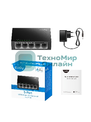 Коммутатор Cudy FS105 5-Port 10/100 Mbps Desktop Switch, 5 10/100M RJ45 Ports, Loop Detection, Metal Case, Power Saving, Plug & Play