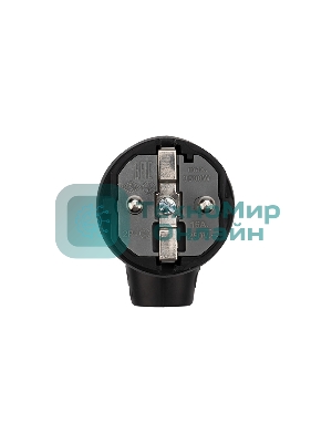 Вилка Rexant угловая влагозащищенная с кольцом, с/з, 16 А, IP44 каучук