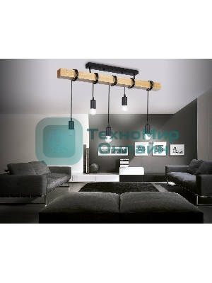 Светильник Ambrella light TR8183/5 BK/LW черный/светлое дерево E27*5 max 40W 800*50*420