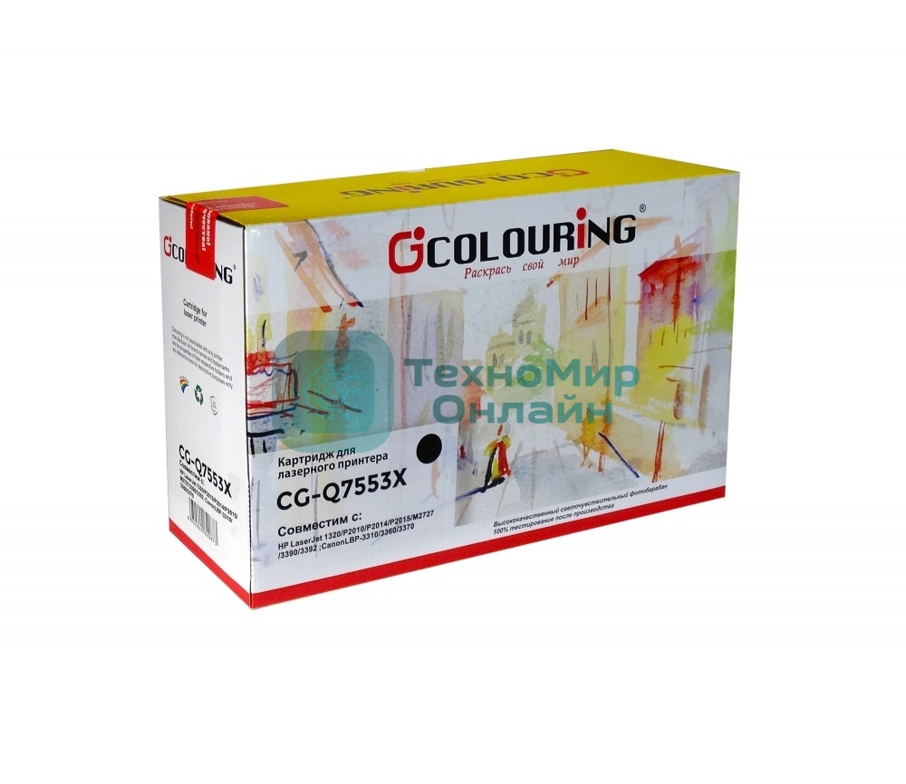 Картридж лазерный Colouring CG-Q7553X/715 черный (7000 стр.) для HP LJ P2010/P2014/P2015/2015d/2015n/M2727/M2727nf/M2727nfs/Canon LBP-3310/3370