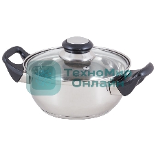 Кастрюля Mallony из нерж стали с крышкой (стекло) BAK-01, 1,4 л, ручки - бакелит, без ТМ