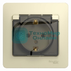 Розетка 1-м СП Glossa 16А с защ. крышкой защ. шторки с заземл. в сборе IP20 беж. SchE GSL000246