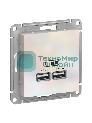 Механизм розетки USB AtlasDesign 5В 1порт х 2.1А 2порта х 1.05А жемчуг SchE ATN000433