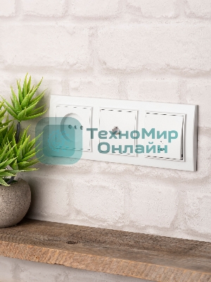 Рамка 3-местная Минск горизонтальная белая EKF Basic