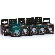 Лампа светодиодная Gauss Black 7Вт цок.:GU5.3 рефлек. 220B 3000K св.свеч.бел.теп. MR16 (упак.:10шт) (101505107)
