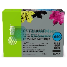Картридж струйный Cactus CS-CZ101AE № 650 черный (18 мл) для HP 1015/1515/1516/2515/2545/2546/2645/3515/3545/3546/4515