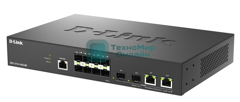 Коммутатор D-Link DGS-1210-10XS/ME/C1A Управляемый L2 коммутатор с 8 портами 1000Base-X SFP и 2 комбо-портами 10Gbase-T/SFP+