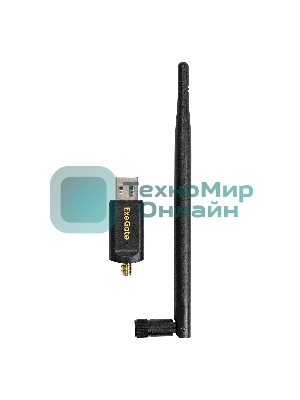 Сетевой адаптер Wi-Fi 5 двухдиапазонный высокого усиления ExeGate EDWA-186-AC1300-2 (Wi-Fi AC (a/b/g/n/ac), чипсет Realtek8812, 2.4 ГГц до 400 Мбит/с + 5 ГГц до 867 Мбит/с, 1x5dBi внешняя съемная антенна, USB 3.0)