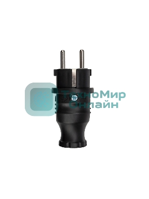 Вилка Rexant прямая влагозащищенная, с/з, 16 А, IP44 каучук