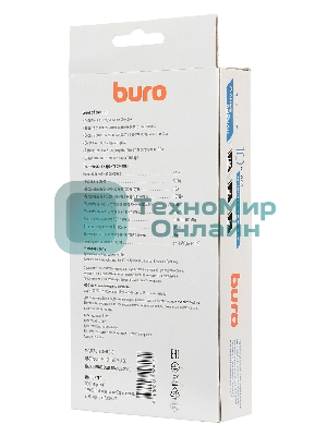 Сетевой фильтр Buro 800SH-3-B 3 м, 8 розеток, черный, коробка