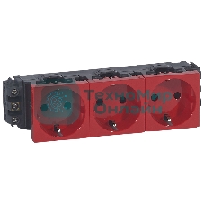 Розетка DLP 6M 3х2К+З нем.ст., с винт. заж., красная