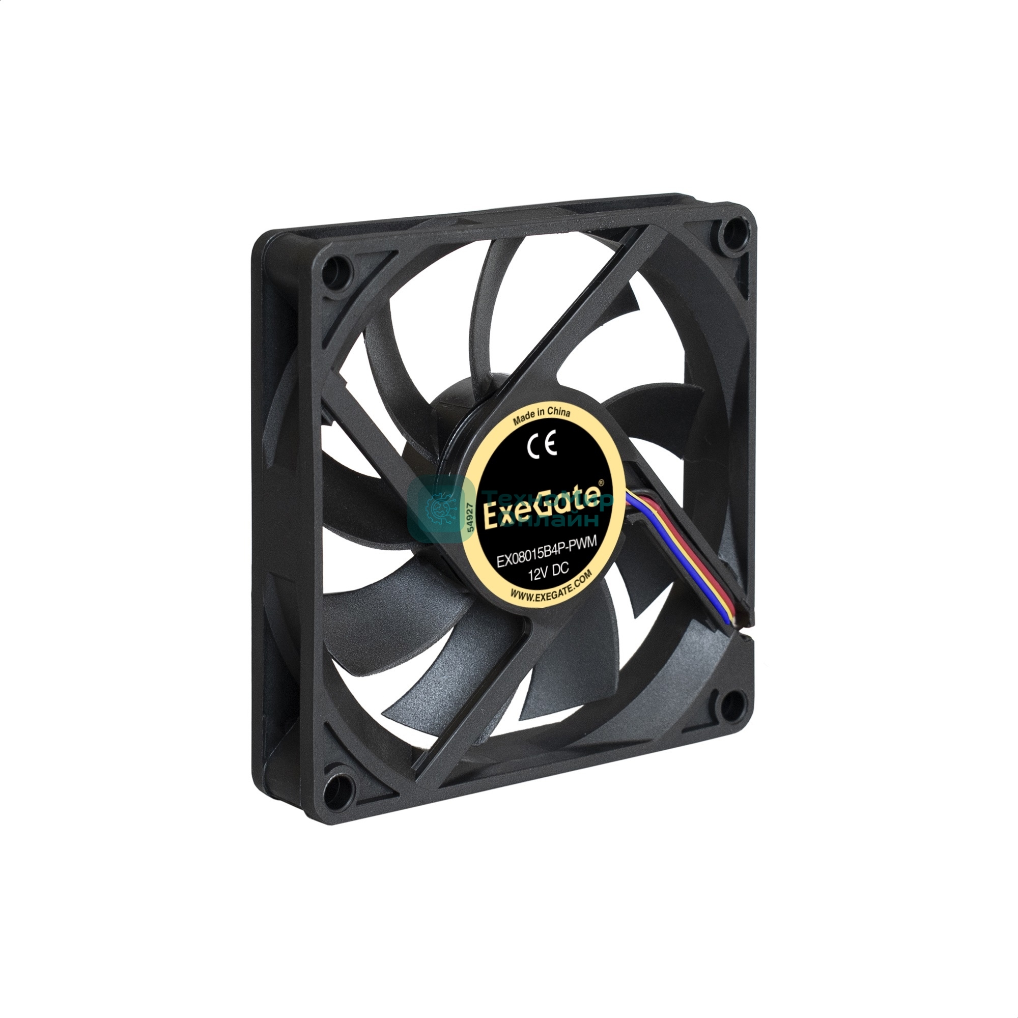 Вентилятор для корпуса ExeGate EX08015B4P-PWM черный, 80 мм, 2500 об/мин, 25 дБ, 4 pin