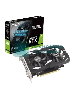 Видеокарта Asus DUAL-RTX 3050-O6G NVIDIA GeForce RTX 3050 6Gb 96bit GDDR6 PCI-E 4.0 1507/14000 DVIx1 HDMIx1 DPx1 HDCP Ret