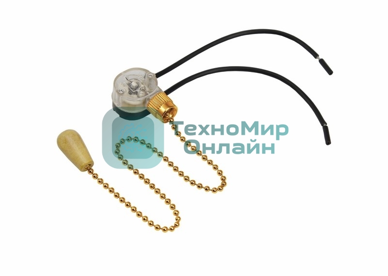 Выключатель Rexant для настенного светильника c проводом и деревянным наконечником 