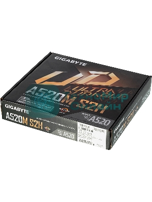 Материнская плата Gigabyte A520M S2H, AM4, AMD A520, 2xDDR4, 4xSATA, 1xM.2, 1xPCIe 3.0 x16, 2xPCIe x1, 1xHDMI, 1xDVI-D, 1xVGA, 1x 1Gb LAN, 4xUSB-A 3.2 Gen 1, 2xUSB-A 2.0, 3x3.5 мм, 7.1, mATX