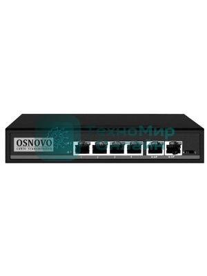 Коммутатор Osnovo SW-20600/A(80W) 6x100Mb 4PoE+ 80W неуправляемый