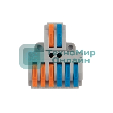 Клемма СМК Rexant 2х3 проходная разветвительная 2 полюса, с монтажной площадкой (1 ввод, 3 вывода на полюс), (5 шт./уп.)