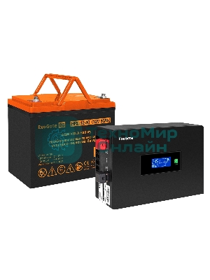 Комплект источника бесперебойного питания Exegate EX295992RUS + батарея 80Aч EX285654RUS 1шт (инвертор, синус, для котла, PF=1, настенный) ExeGate IdealSine SR-600.LCD.2SH <600VA/600W, чистая синусоида, цветной LCD-дисплей, 2*Schuko, крепление настенное, Black> + батарея ExeGate HRL 12-80 (12В, 80Ач) 1шт