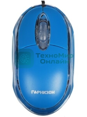 Мышь проводная Гарнизон GM-100B синий, 1000 dpi, USB, кнопки - 3