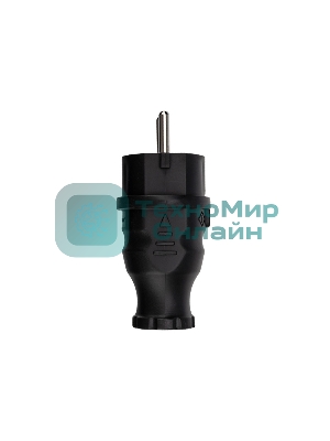 Вилка Rexant прямая влагозащищенная, с/з, 16 А, IP44 каучук