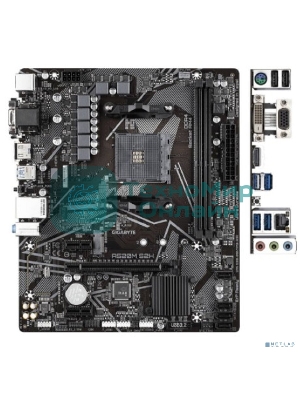 Материнская плата Gigabyte A520M S2H, AM4, AMD A520, 2xDDR4, 4xSATA, 1xM.2, 1xPCIe 3.0 x16, 2xPCIe x1, 1xHDMI, 1xDVI-D, 1xVGA, 1x 1Gb LAN, 4xUSB-A 3.2 Gen 1, 2xUSB-A 2.0, 3x3.5 мм, 7.1, mATX