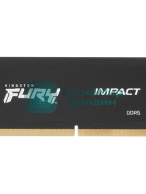 Оперативная память Kingston Fury Impact, DDR5, 16Gb (1x16Gb), 6400MHz, CL38, ECC, SO-DIMM, с радиатором, черный