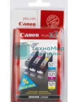 Картридж струйный Canon CLI-521 (2934B010) голубой/пурпурный/желтый набор карт. для Canon Pixma MP540/620/630/980