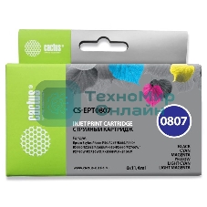Картридж струйный Cactus CS-EPT0807 черный/желтый/голубой/пурпурный/светло-голубой/светло-пурпурный (68.4 мл) для Epson Stylus Photo P50