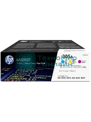 Картридж лазерный набор HP CF370AM № 305A голубой/пурпурный/желтый CLJ M451 (CE411A+CE412A+CE413A)