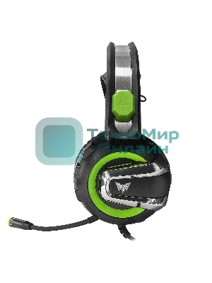 Гарнитура Crown CMGH-3002 чёрный/зелёный, проводная, подсветка