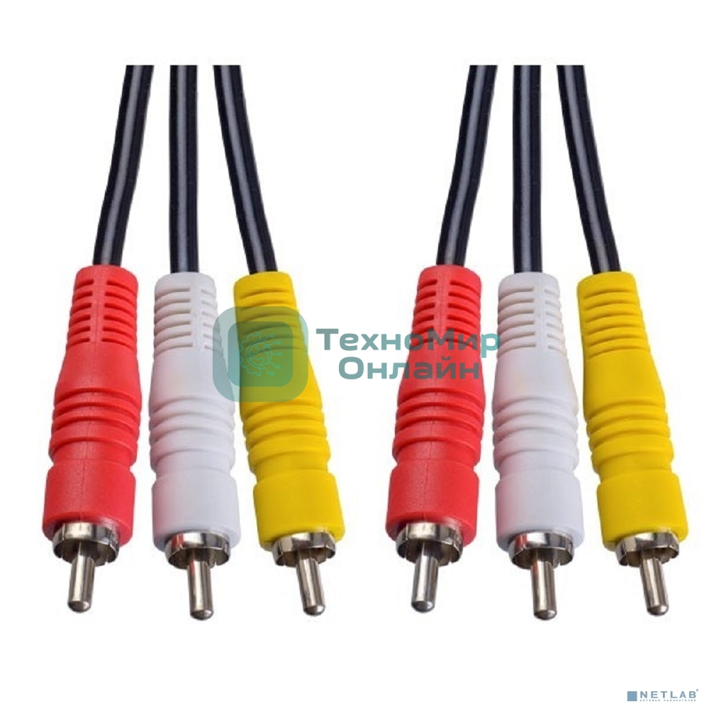 Кабель PERFEO 3xRCA вилка - 3xRCA вилка, длина 1 м. (R3102)