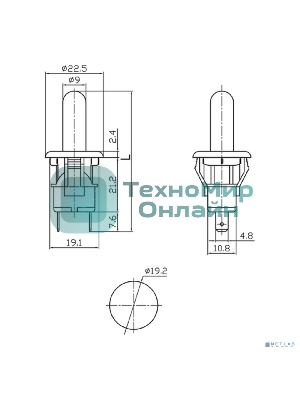 Выключатель-кнопка Rexant 250V 2.5А (2с) ON-(OFF) Б/Фикс белый (мебельная)