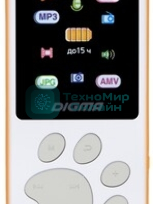 Плеер Hi-Fi Flash Digma S4 8Gb белый/оранжевый/1.8
