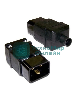 Вилка Lanmaster IEC 60320 C20 16A 250V разборная черная