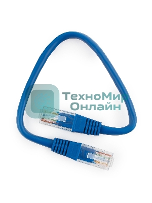 Патч-корд медный UTP Cablexpert PP10-0.25M/B cat.5e, 0.25 м, литой, многожильный, синий