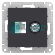Розетка телевизионная +комп двойная RJ45+TV, кат.5E, механизм, карбон
