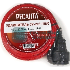 Удлинитель силовой Ресанта СУ-2х1-10/0 (IP44) (61/118/1) 2x1.0кв.мм 4розет. 40м ПВС катушка оранжевый